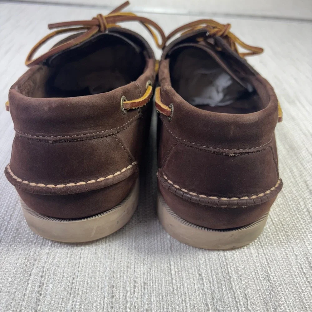 LL‎ Bean Casco Bay Boat Shoes Mens Dark Brown Nubuck Leather Loafers Deck Shoes